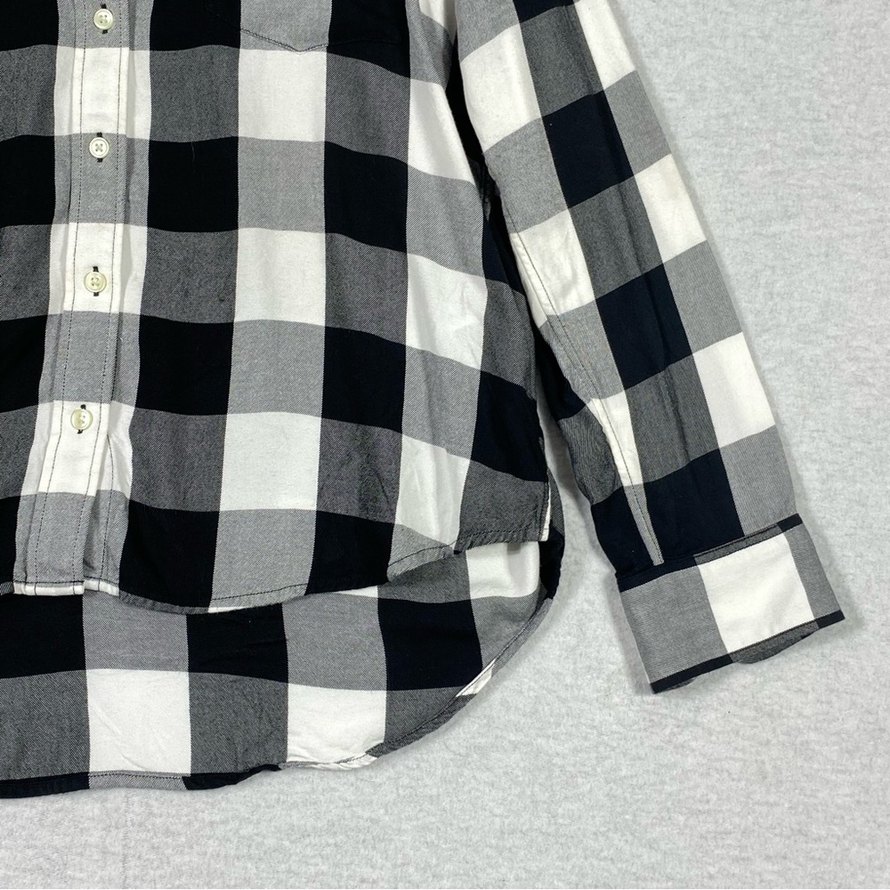 Levis Boyfriend Flannel Shirt Women's L Black White Plaid Button Up Casual Top - Picture 6 of 16